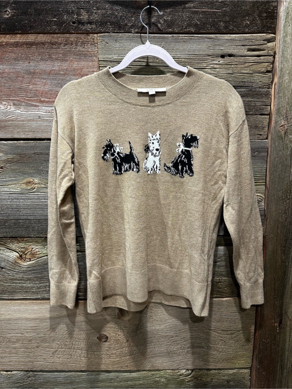LOFT Dog Embroidered Crewneck Sweater Size XS